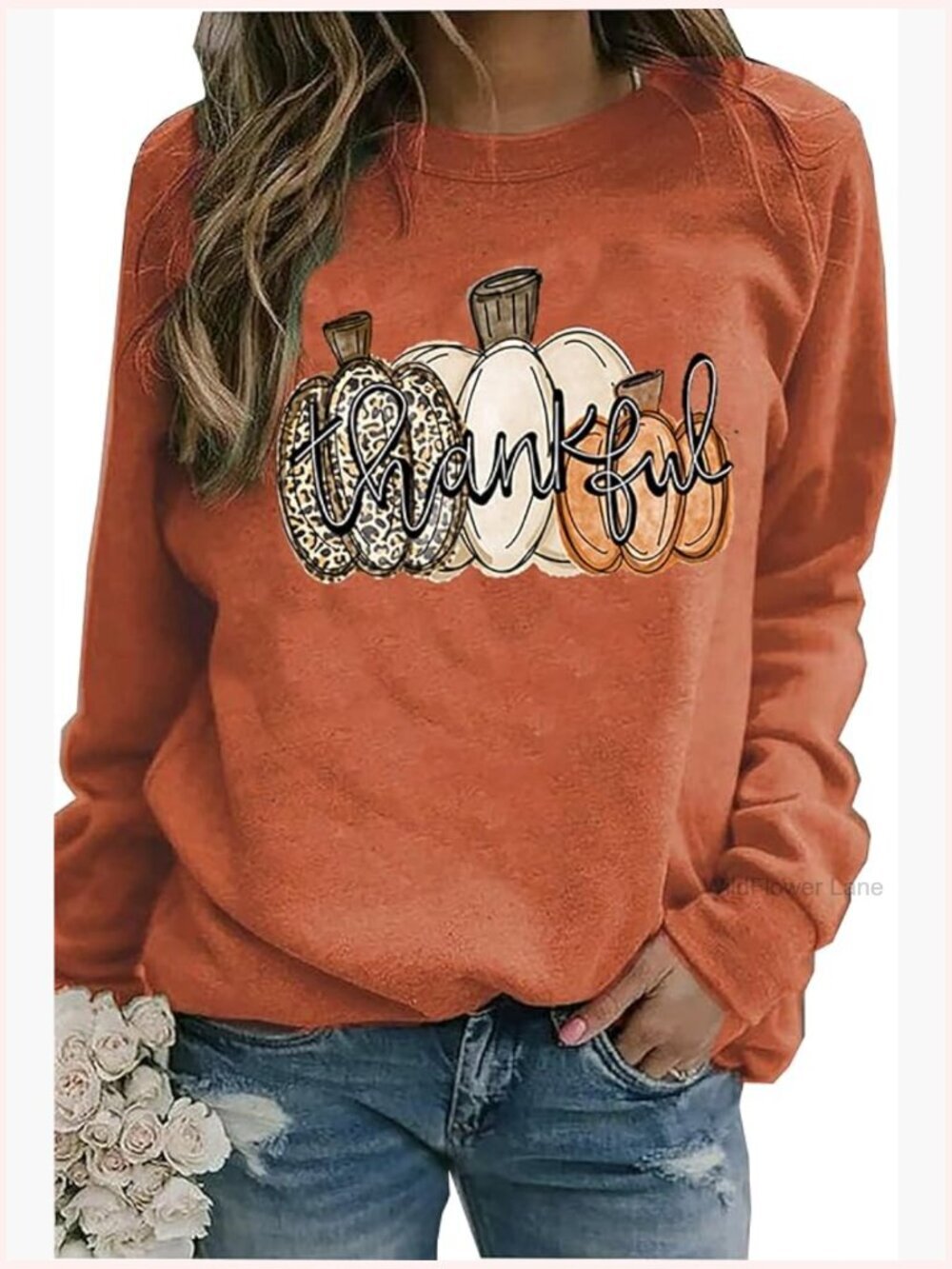 Thanksgiving Sweatshirt Grateful Blessed Pumpkin Pullover Fall Long Sleeve Tee